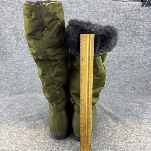 ✅Cougar Tall Green Satin Faux Fur Lined Pull On Winter Boots Womens Size 7.5 NWT - Picture 6 of 7